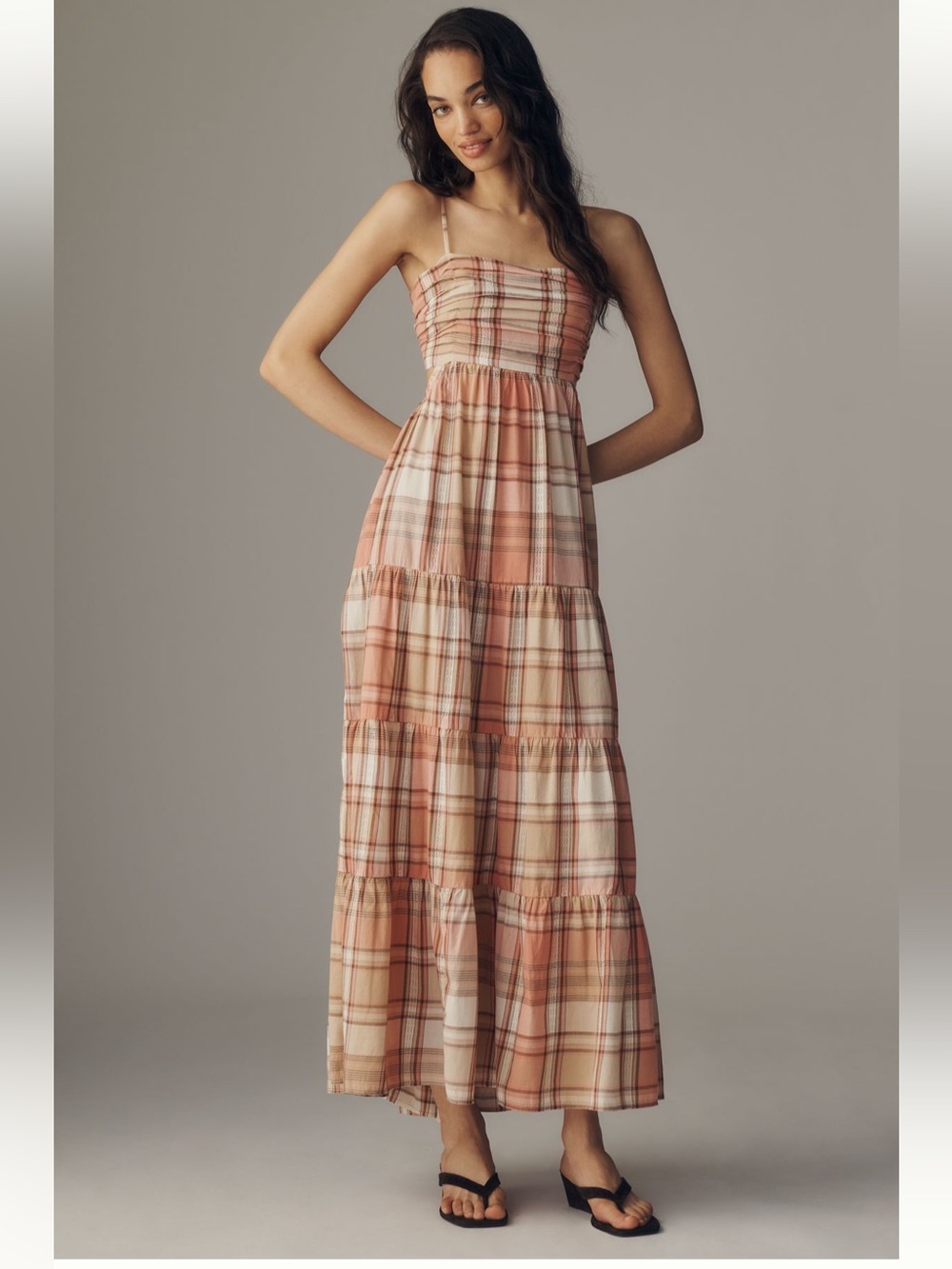 Maeve Strapless Plaid Maxi Dress